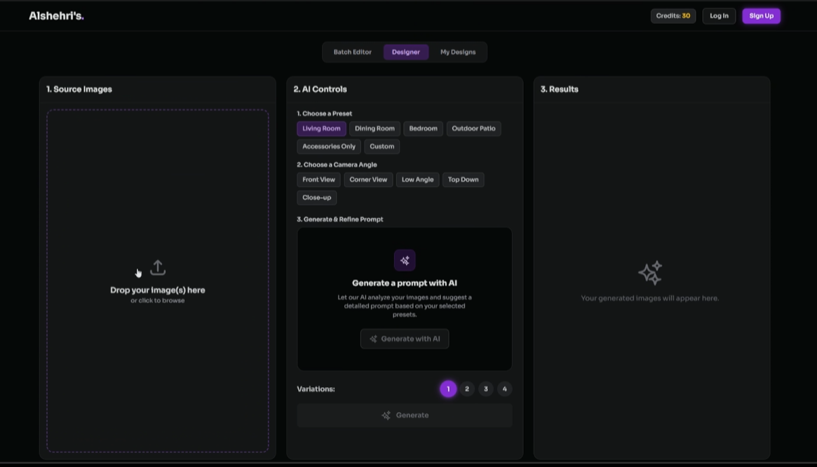 Alshehri AI Dark Mode UI